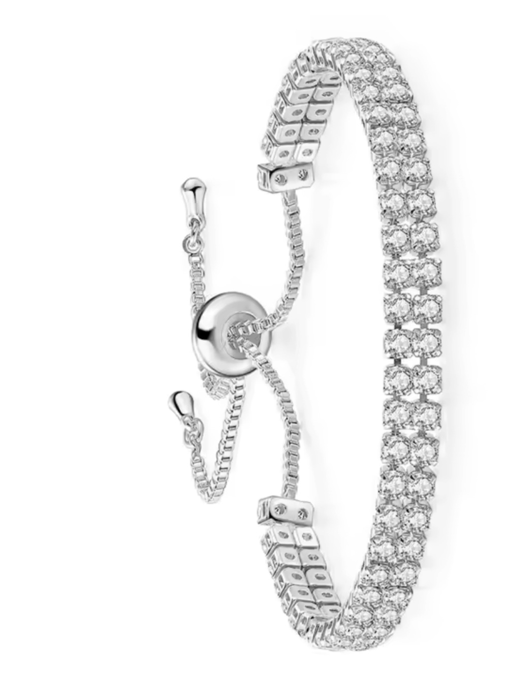 14K Gold Plated Cubic Zirconia 2 Row Double Tennis Bracelet